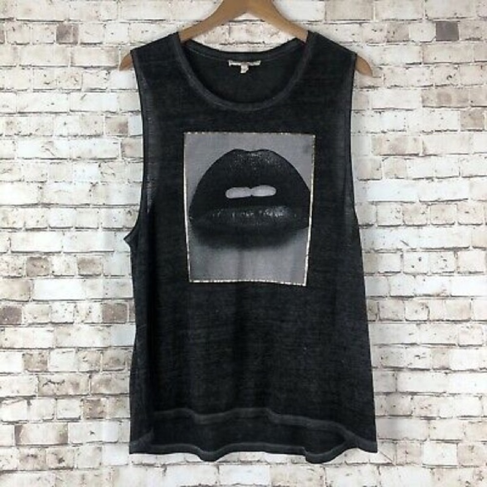 Express Black Top One Eleven Lips Muscle Tank